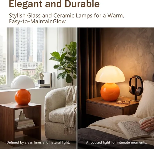 Miniatura 3 de Dawnwake Lámpara de Mesa con Forma de Hongo para Dormitorio, Lámparas Pequeñas de Escritorio para Mesita de Noche para Mesas de Noche de Sala