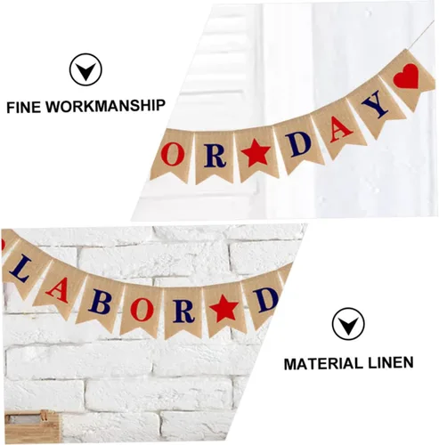 Miniatura 2 de Bandera del Día del Trabajo, adornos de arpillera, decoración del hogar, decoración de fiesta de trabajo, pancarta del 4 de julio, pancarta