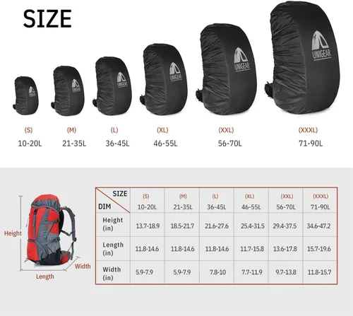 Miniatura 3 de Unigear Cubierta para Mochila Resistente a la Lluvia Clasificación Impermeable 5000mm, Ultraportátil y Duradera con 2 Correas de Hebilla