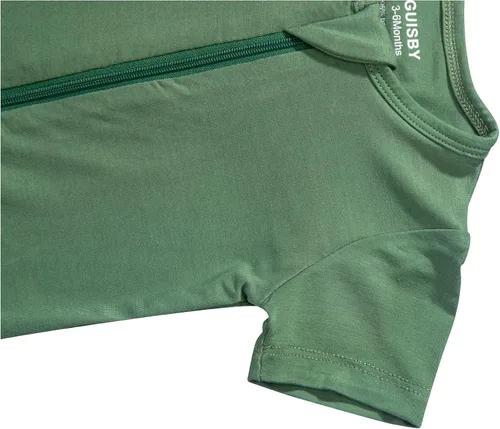 Miniatura 4 de GUISBY Pijama de bambú para bebé, mameluco sin pies de manga corta, durmiente con cremallera de 2 vías