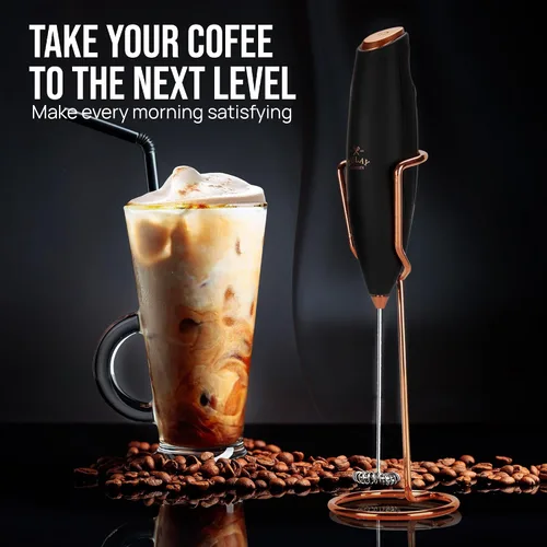 Miniatura 226 de Zulay Milk Boss Espumador de leche potente manual, hace espuma para latte, batidor para mezclar bebidas, café, miniespumador para capuchino, frappé