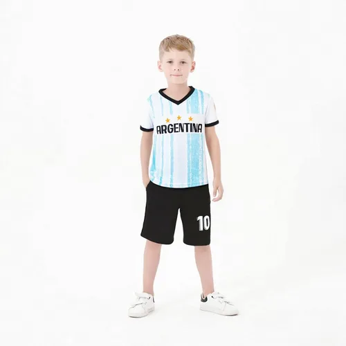 Miniatura 28 de Cnins Camisetas de entrenamiento de fútbol para niños de 2 a 14 años, trajes de práctica para niños y niñas con colores del equipo nacional