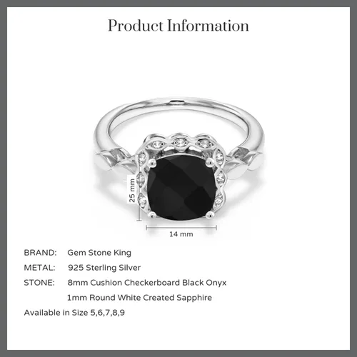 Miniatura 21 de Gem Stone King Anillo de compromiso de plata de ley 925 de 0.315 in con piedra natal y zafiro blanco creado Anillo de compromiso de boda