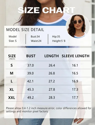 Miniatura 6 de EADINVE Camisetas casuales de manga 34 para mujer, cuello redondo, lindas camisetas básicas, blusas de ajuste holgado