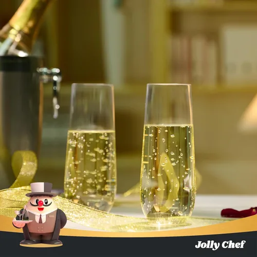 Miniatura 5 de JOLLY CHEF Paquete de 36 copas de champán de plástico sin tallo de 9 onzas, copas de champán de plástico transparentes sin tallo, cristalinas