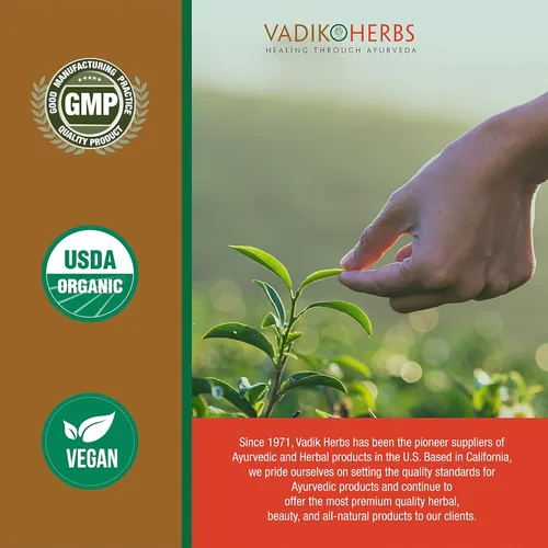 Miniatura 4 de Vadik Herbs Orgánico Bringraj Bhringraj (Eclipta erecta, Eclipta alba) Polvo 100 Vegicaps Promueve el crecimiento saludable del cabello..