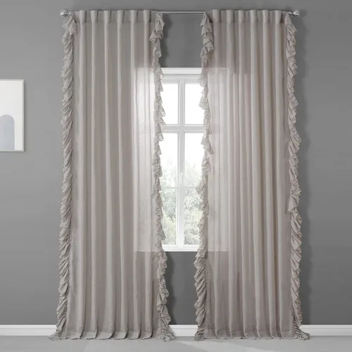 Miniatura 10 de HPD Half Price Drapes Cortinas traslúcidas con volantes para dormitorio y sala de estar, 50 x 84 pulgadas, lino (1 panel), cortinas con dobladillo