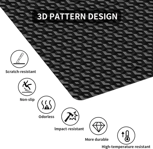 Miniatura 4 de Tapete para silla de oficina para suelos de madera dura, 48 x 36 pulgadas, tapete negro para silla con patrón 3D, protector de suelo resistente