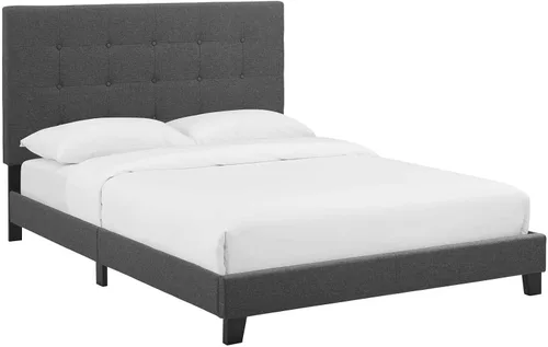 Miniatura 7 de Modway Melanie - Base de cama tapizada de tela capitoné, tamaño matrimonial, color beige