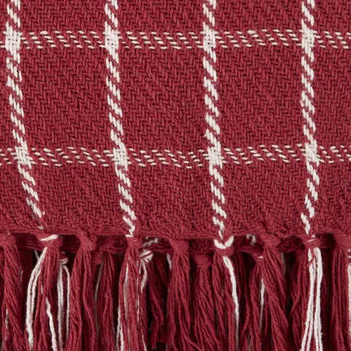 Miniatura 3 de DII Manta Tejida a Cuadros Transicional, 50"x60", Rojo Granero