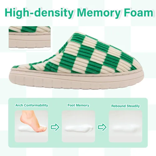 Miniatura 23 de Jaeynow Pantuflas mullidas para mujer en interiores, zapatos de casa unisex de espuma viscoelástica para hombre, zapatos de invierno cálidos