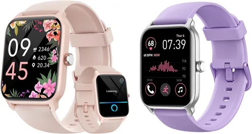 Fitpolo Paquete de 2 relojes inteligentes para hombres y mujeres, Alexa integrado y llamadas Bluetooth (respuesta/hace), rastreador de actividad