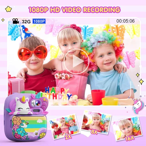 Miniatura 4 de TIATUA Cámara de impresión instantánea para niños, cámara para niños con fotos imprimibles, juguetes de cámara para niños de 3 a 14 años, cámara