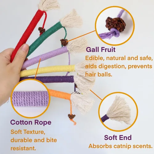Miniatura 5 de Juguetes para gatitos, juguete masticable para limpieza de dientes, juguetes de cuerda de hierba gatera para gatitos de interior, juguetes