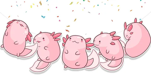 Cartel de ajolote – Bonita decoración de fiesta de cumpleaños de ajolote rosa, guirnalda bajo el mar para niños, baby shower, suministros de fiesta
