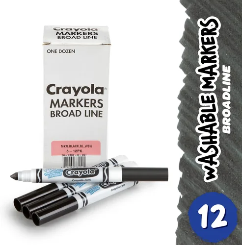 Miniatura 2 de 12 marcadores de punta gruesa lavables Crayola, Negro