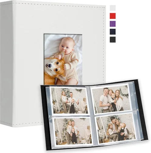Miniatura 11 de Vienrose Álbum de fotos pequeño de 4 x 6 pulgadas, paquete de 2 mini libros de fotos con cubierta de cuero, 26 páginas con capacidad para 52