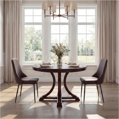 Miniatura 3 de Sillas de comedor de piel sintética, modernas y tapizadas, sillas de cocina, sillas auxiliares de cena con respaldo curvado y patas de metal