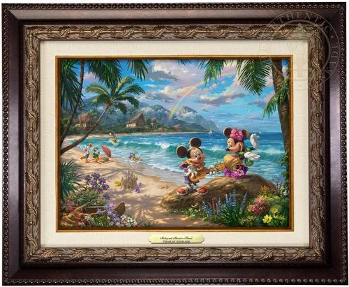 Miniatura 8 de Thomas Kinkade Studios Disney's Mickey and Minnie in Hawaii - Lienzo con envoltura de galería (8 x 10 pulgadas)