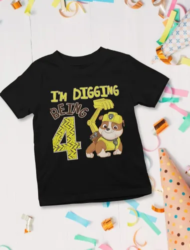 Miniatura 4 de Paw Patrol Rubble - Camiseta de 4 cumpleaños para niños pequeños