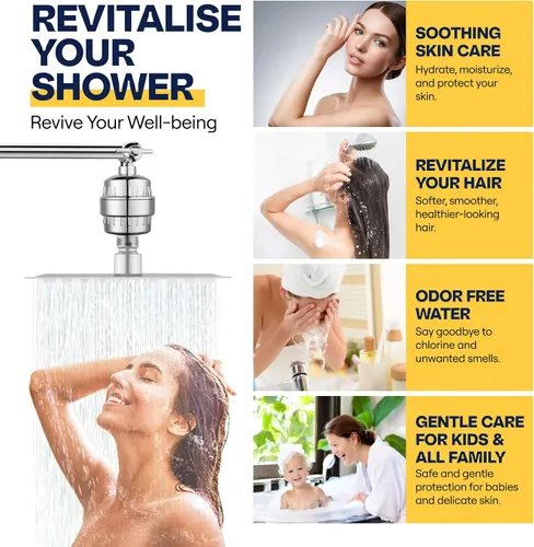 Miniatura 5 de Filtro de ducha de 20 etapas: vitamina C mejorada, suavizante de agua dura, eliminación de cloro, revitaliza la piel, el cabello y las uñas con 3