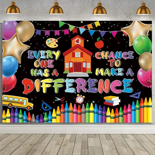 MEHOFOND Cartel de fondo de bienvenida de regreso a clases de 7 x 5 pies, decoración inspiradora para el regreso a clases, telón de fondo para el
