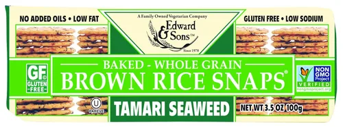 Miniatura 15 de Edward & Sons Snaps de arroz integral de cebolla tostada orgánica, horneado al horno, grano entero, sin gluten, bajo en sodio, bajo en grasa