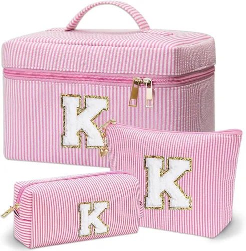 Miniatura 45 de Bolsa de maquillaje Adoryoung 3 piezas rosa+azul, Azul, A