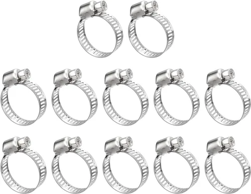 Miniatura 12 de uxcell Abrazadera de manguera de engranaje helicoidal, 12 abrazaderas de manguera de acero inoxidable ajustables de 1 a 1 1/2 pulgadas para asegurar