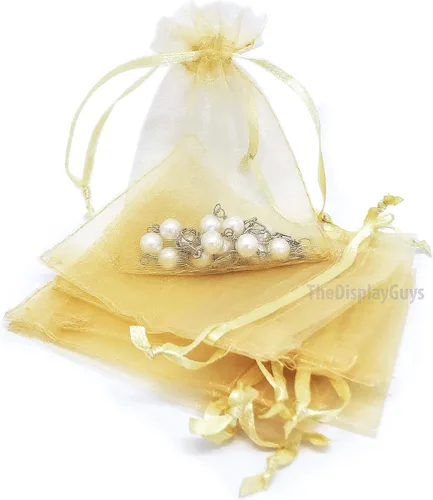 Miniatura 38 de TheDisplayGuys - Paquete de 48 bolsas de regalo de organza transparente negra de 2 x 2-3/4 pulgadas con cordón, bolsas de regalo para joyas, bolsas