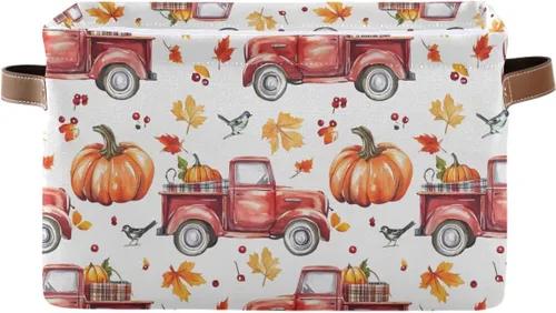 Miniatura 10 de Cesta de almacenamiento sin costuras de Halloween, bolsa organizadora plegable de tela de calabaza amarilla con asas, 15 x 11 x 9.5 pulgadas
