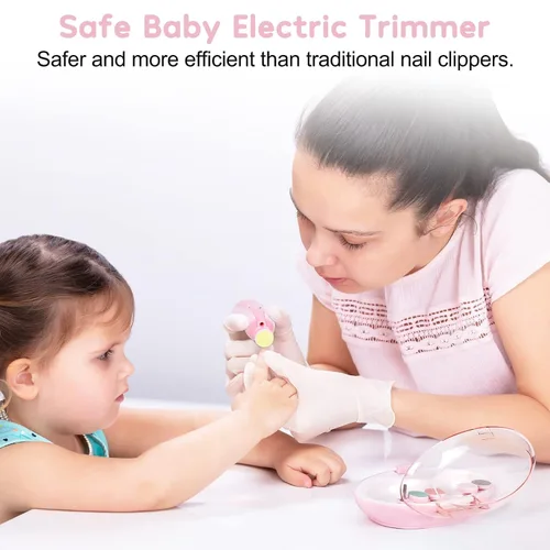 Miniatura 6 de Qunlions life Lima de uñas para bebé con luz, kit de cortaúñas eléctrico seguro para bebés recién nacidos y niños pequeños dedos de los pies y uñas