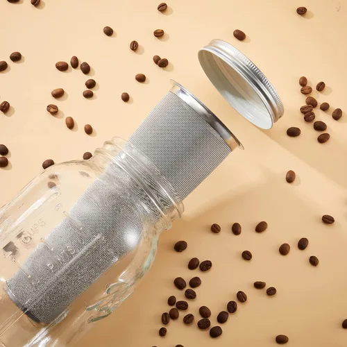 Miniatura 4 de 2 filtros de café frío de acero inoxidable, filtro de café y té, colador de malla para tarros de conservas de boca ancha, máquina de té helado