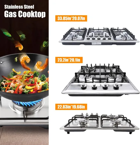 Miniatura 7 de Placa de cocina de gas de acero inoxidable integrada, estufa de gas propano con protección de termopar para apartamentos interiores
