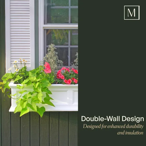 Miniatura 5 de Mayne Fairfield - Maceta con ventana de 2 pies, con riego automático, resistente a la intemperie para flores, diseño duradero para uso en Negro