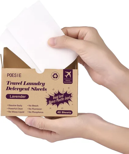 Miniatura 34 de Poesie Hojas de Detergente para Ropa Hojas de Jabón para Ropa para Viajes Camping Hojas para Lavar Ropa Sin Fragancia 1 Mini Caja 40