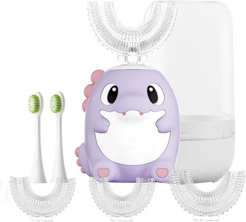 Miniatura 8 de Kids Electric U Shaped Toothbrush Children Dinosaur Sonic Automatic Toothbrush with 6 Brush Heads Full Mouth 6 Cleaning Modes - (Age2-15 Blue)