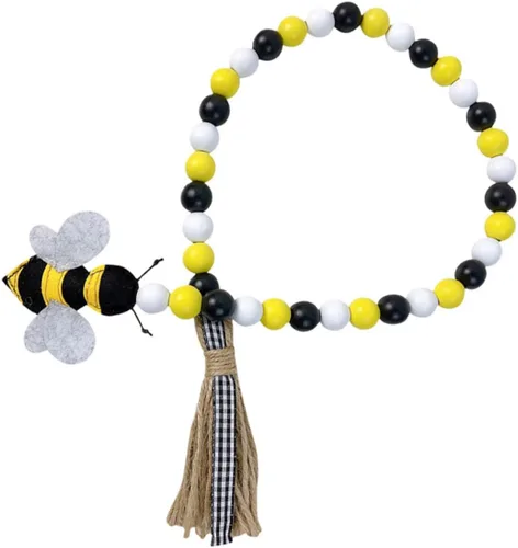 Guirnalda de cuentas de colmena con temática de miel, cuentas de colmena, decoración del hogar, festival de abejas, decoración colgante, borla