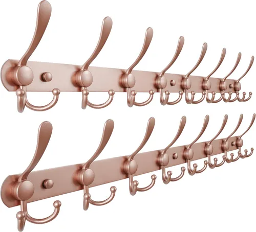 Miniatura 32 de Dseap - Perchero para pared, 5 ganchos triples, resistente, acero inoxidable, riel de gancho de metal para abrigos, sombreros, toallas, bolsos