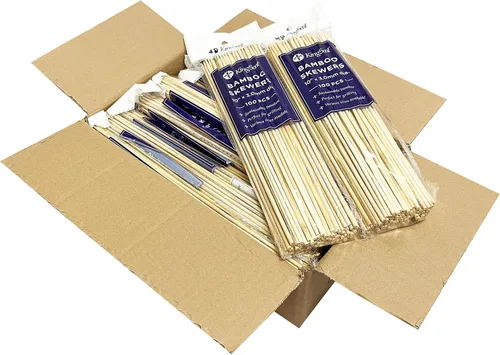 Miniatura 2 de KingSeal - 1600 pinchos de madera de bambú natural para parrilla, 10 pulgadas x 0.118 in de diámetro, para shish keabs, barbacoa y arreglos