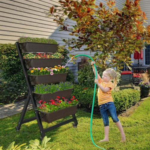 Miniatura 7 de G TALECO GEAR Jardinera Vertical de Jardín, Caja de Jardinera de Cama de Jardín Elevada Vertical con 5 Cajas Contenedoras, Cultiva tus Hierbas