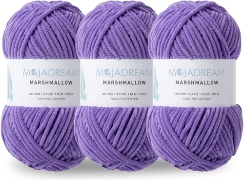 Miniatura 7 de 3PCS 3.5oz Hilo de Chenilla para Mantas Amigurumi: Hilo de Terciopelo Suave para Bebé para Tejer Mantas y Hacer Ganchillo Voluminoso 5# Hilo 3