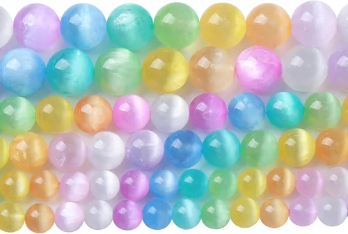 Miniatura 52 de 45 piezas de cuentas de piedra natural de arco iris de Alashan de 8 mm de ágata para hacer joyería, cuentas de piedra de 15" para pulseras