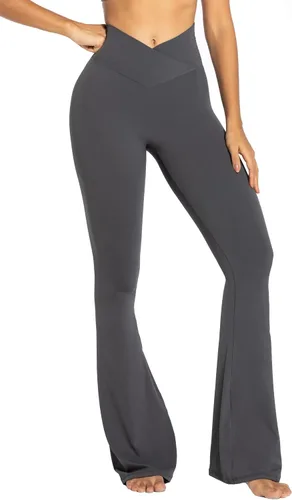 Miniatura 5 de Sunzel - Leggings acampanados para mujer, sin costuras frontales, pantalones de yoga con control de abdomen, cintura alta cruzada, 28303234 pulgadas