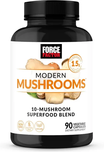 Force Factor Cápsulas modernas de hongos, suplemento de hongos con melena de león, cola de pavo y cordyceps para apoyar la energía, la