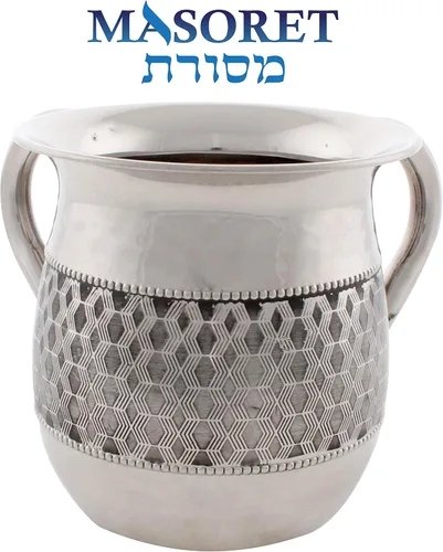Taza de lavado de acero inoxidable irrompible: 6.5 pulgadas de alto elegantemente cepillado de 2 asas recipiente de agua de limpieza ritual de boca
