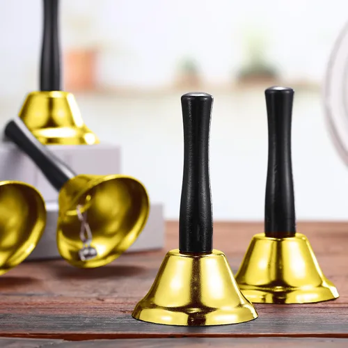 Miniatura 4 de Fumete 100 campanas de metal para cenar de boda, servicio de cena, llamada, campanas de acero con mango de madera para decoraciones de boda