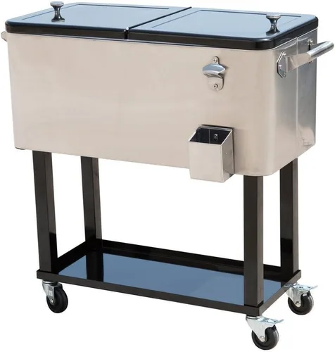 Nevera con ruedas Tenive, 80 cuartos de galón, portátil, hielera para patio, fiesta, bar, bebidas, entretenimiento para aire libre, carro para