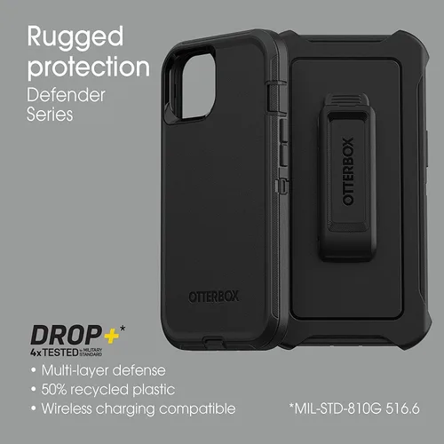 Miniatura 6 de OtterBox Funda para iPhone 13 (solamente) Defender Series, color negro, resistente y duradero, con protección de puerto, incluye soporte de clip