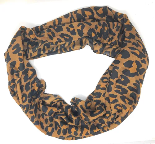 Miniatura 3 de Nickanny's Bufanda de lazo infinito transparente con estampado de leopardo marrón suave de primera calidad, Multi
